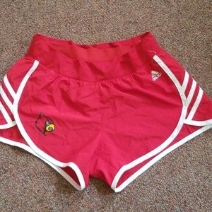 Red Adidas UofL running shorts